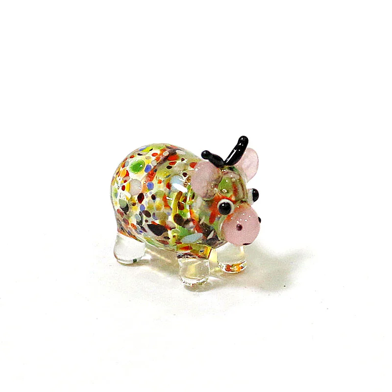 Cute Ox Glass Crafts Fairy Garden Cow Ornaments Mini Bull Figurines Accessories DIY Desktop Kawaii Decor New Year Gifts For Kids