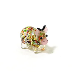 Cute Ox Glass Crafts Fairy Garden Cow Ornaments Mini Bull Figurine Accessories DIY Desktop Kawaii Decor New Year Gifts For Kids