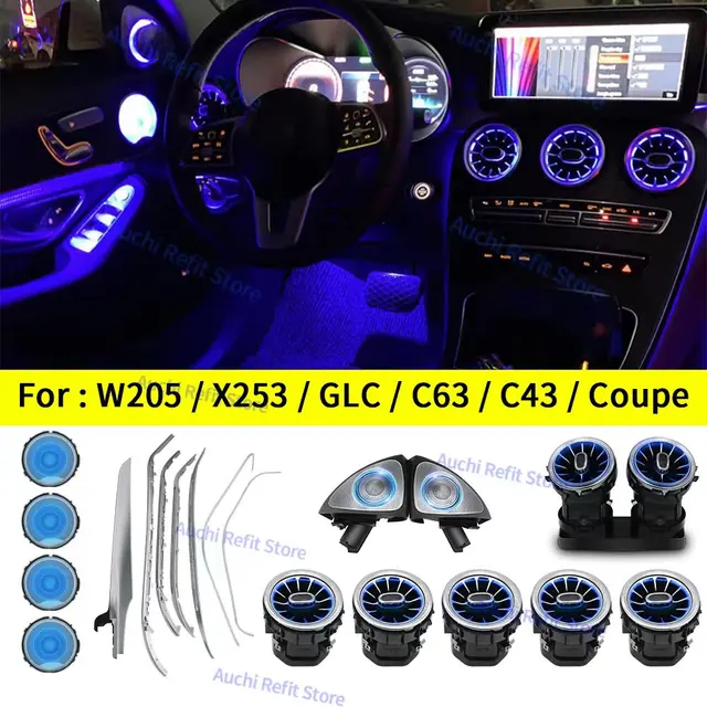 Listwa dekoracyjna światła otoczenia do Mercedes Benz C GLC Class Coupe W205 C43 C63s X253 GLC 43 LED Wylot powietrza Dysza turbiny