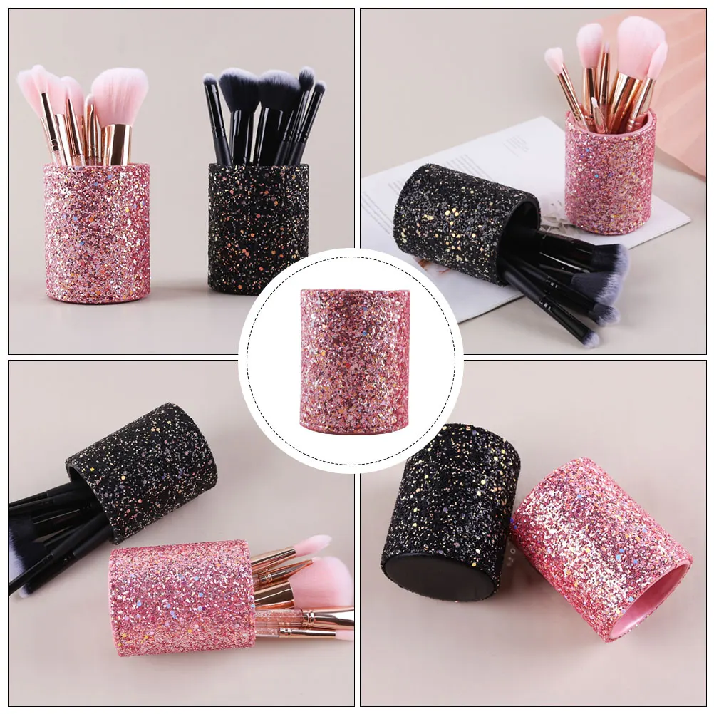 

Makeup Brush Bucket Pink Storage Container Desk Organizer Travel Size Durable Material Tidy Creative Photography Use