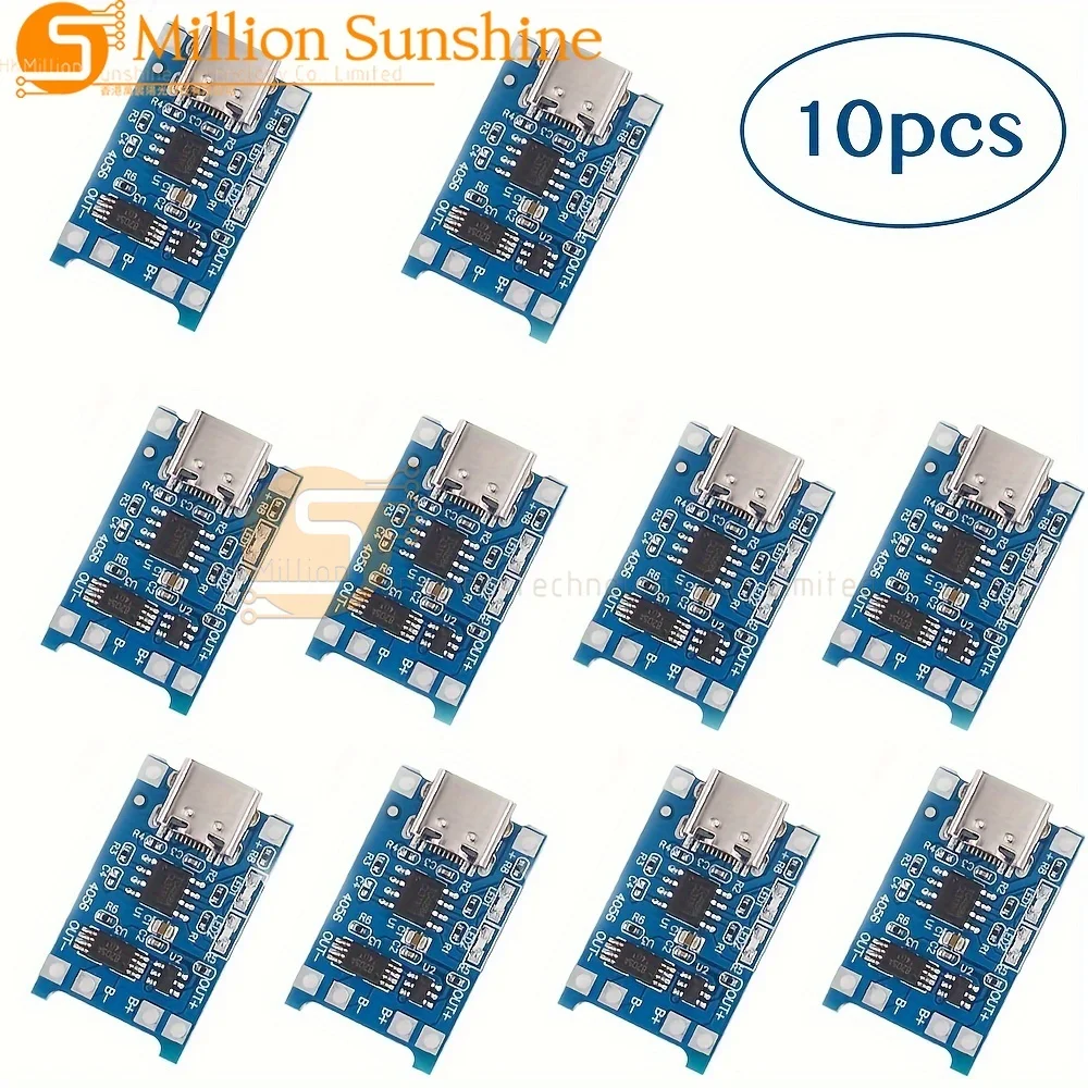 10pcs TP4056 Type-c USB 5V 1A 18650 Lithium Battery Charger Module Charging Board with Dual Protection Functions