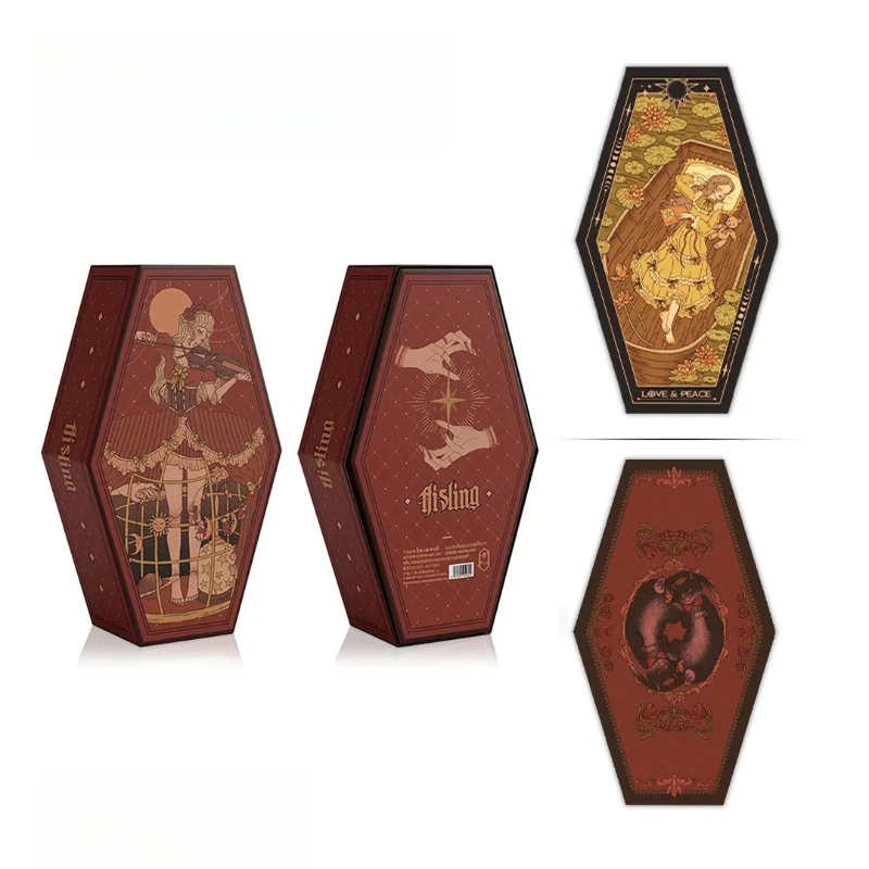 Aisling Irregular Coffin‑Shape Tarot Deck 78Pcs Dual Marseille Rider‑Waite Black‑core Cardstock Divination Game for Beginners