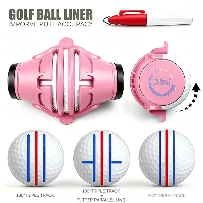 360 Degree Rotating Golf Ball Liner Marker Template Marker Pen Golf Putting Positioning Imporve Putt Accuracy Aids Golf Tools