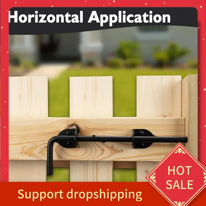 

B44C Heavy Duty Gate Latche Portable Cane Bolt Door Latch Lock Door Stop Hardware For Single Open Door Gate Wooden Fence