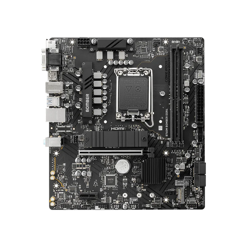 يدعم MSI B760M BOMBER DDR4 الجيل الثاني عشر/13th Intel ®   الأساسية، بنتيوم ®   الذهب وسيليرون ®   المعالجات في اللوحة الأم LGA 1700