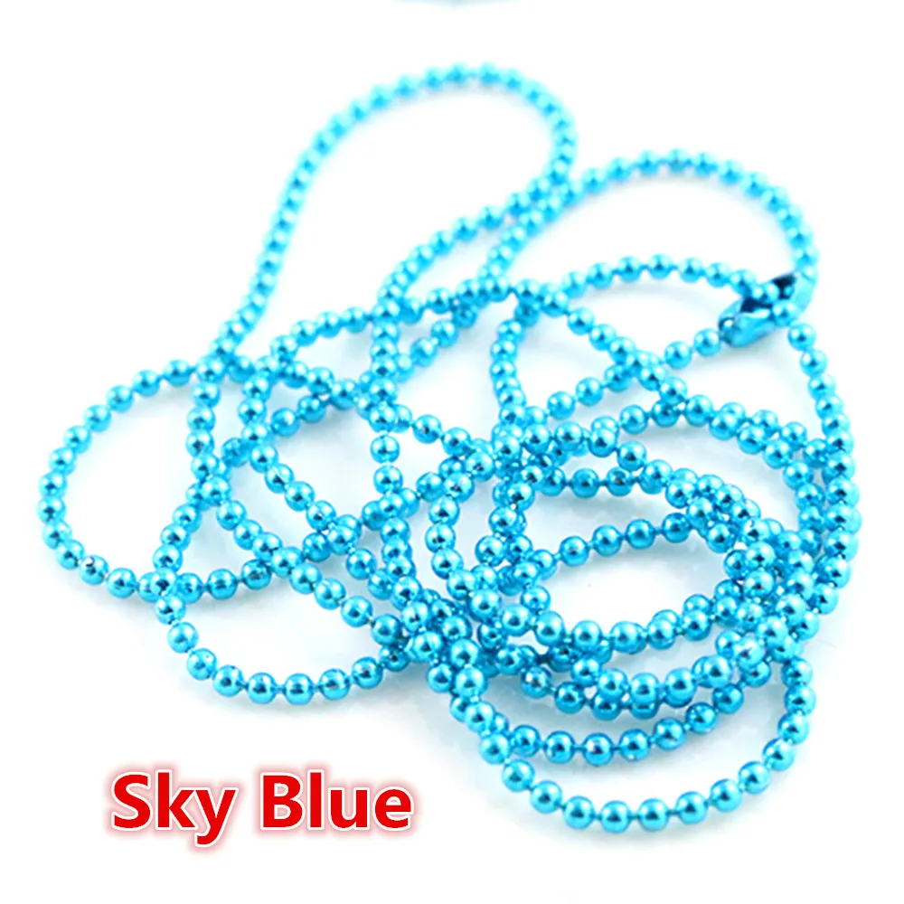 5pcs 1.5 2.0 2.4mm Length 70cm (27.5 inch) 10 Colors Plated Ball Beads Chain Necklace Bead Connector For Charms Base and Tray