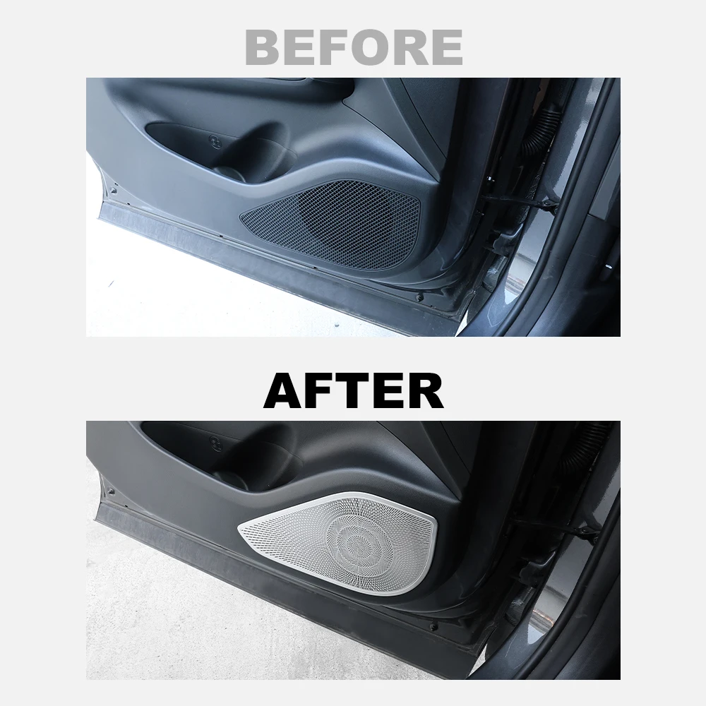 

﻿ Для Hyundai Tucson NX4 2022-2026 4 шт. серебристый аудио из нержавеющей стали дверной динамик громкоговоритель рамка накладка аксессуары