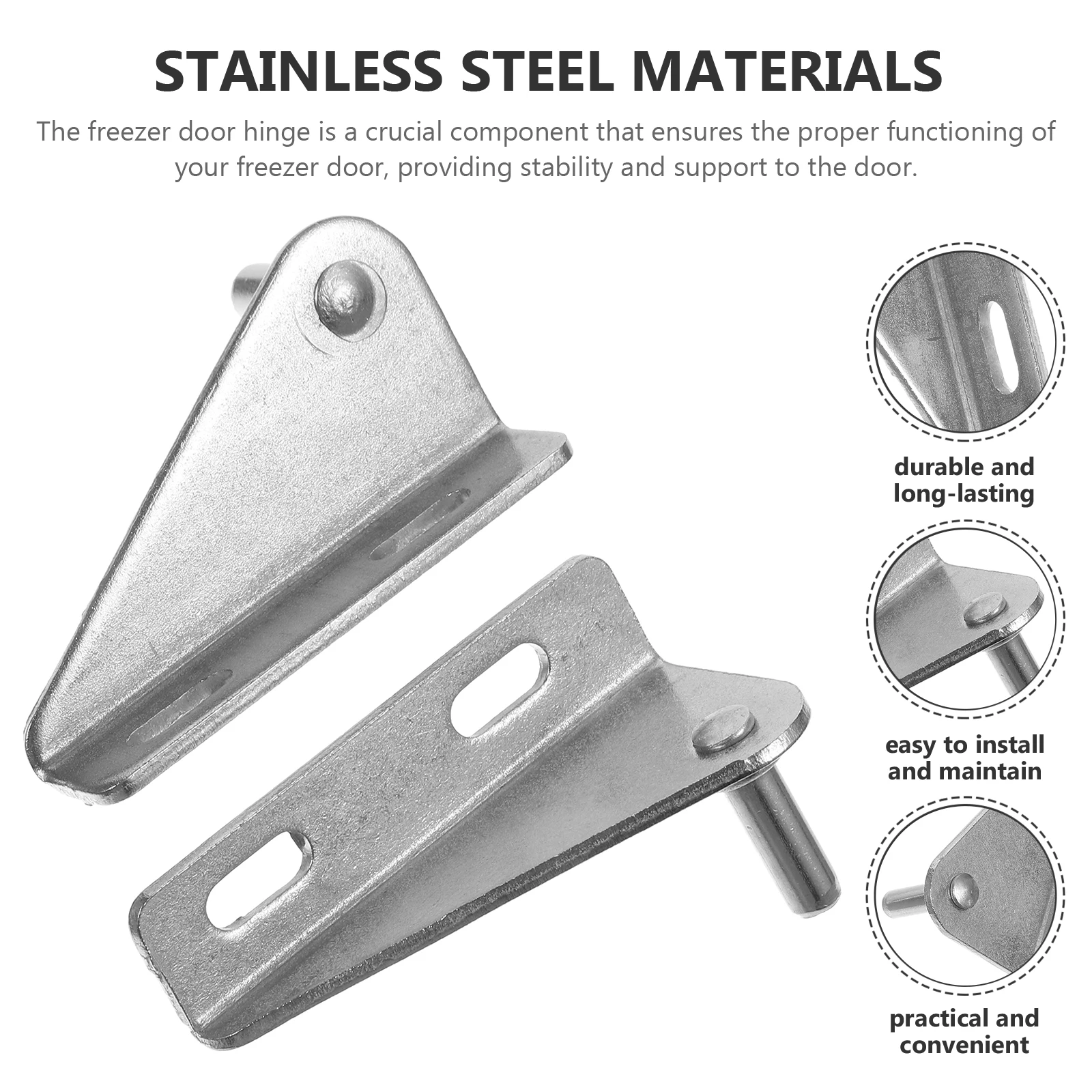 

2pcs Stainless Steel Freezer Door Replacement Metal Fridge Hinge For Household Freezer Chest Repair Durable Adjustable