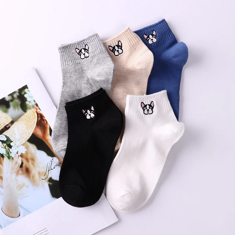 Calcetines con estampado de animales divertidos y bonitos calcetines tobilleros de estilo coreano para mujer y niña con dibujos animados Kawaii otoño calcetines cortos de algodón a la moda para mujer 1 par