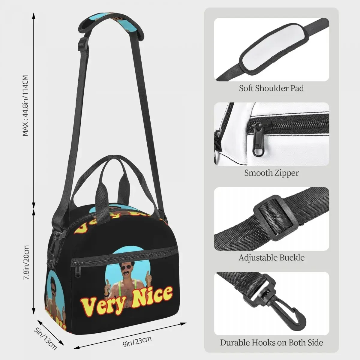 Borat Very Nice, Digital Artwork Insulated Lunch Bag for Women Office Cooler Thermal Box Tote Portable Lunch Boxes