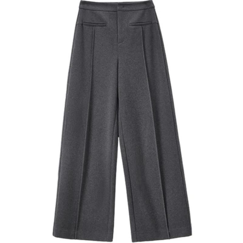 SENTUBILA Women's Wide Leg Trousers 2025 Autumn Loose Fit Slight Strech Zipper Fly Bottoms Soft Comfortable Pants 154KD3106