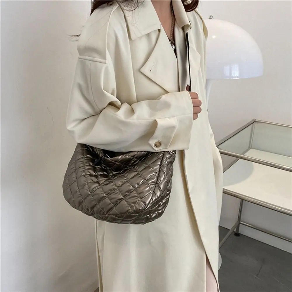 Space Cotton Shoulder Bag Fashion Square Bag Cloth Crossbody Bags Lattice Pattern All-match Shoulder Bag for Women Commuting