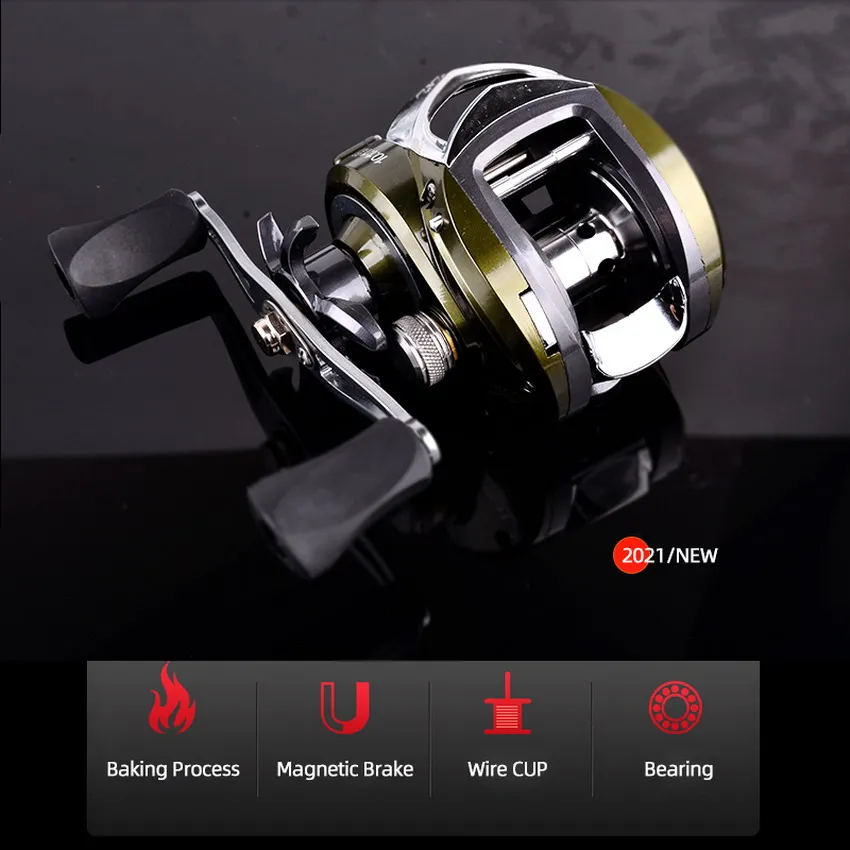 High Speed 10.1:1 Fishing Reel Gear Ratio Left/Right Hand 19+1BB Drip Baitcasting Compression Resistance Outdoor Fishing