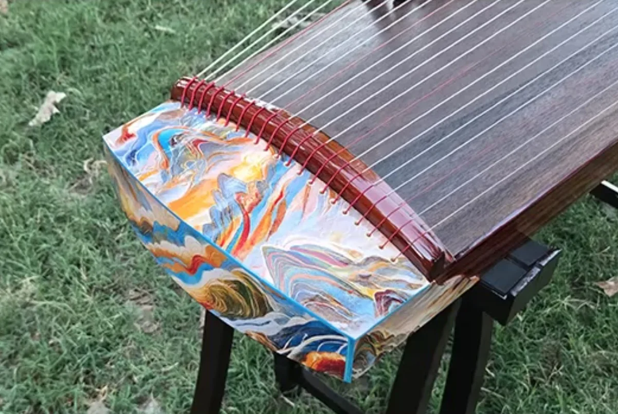 Guzheng 125cm, 21 Strings, Mountains and Rivers Pattern, Traditional Chinese Stringed Musical Instrument