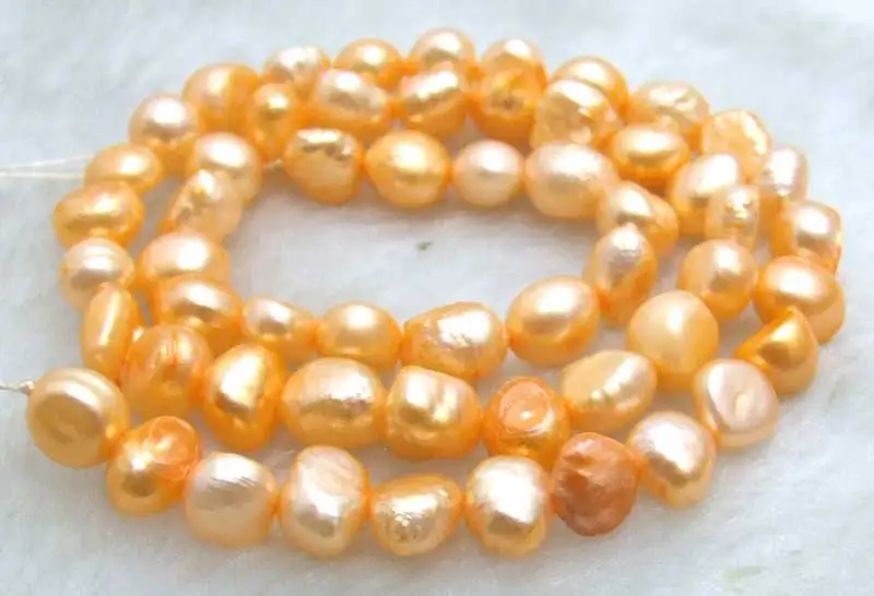 Qingmos Natural 5-6mm Baroque Freshwater Orange Pearl Loose Beads for Jewelry Making DIY Necklace Bracelet Earring 14