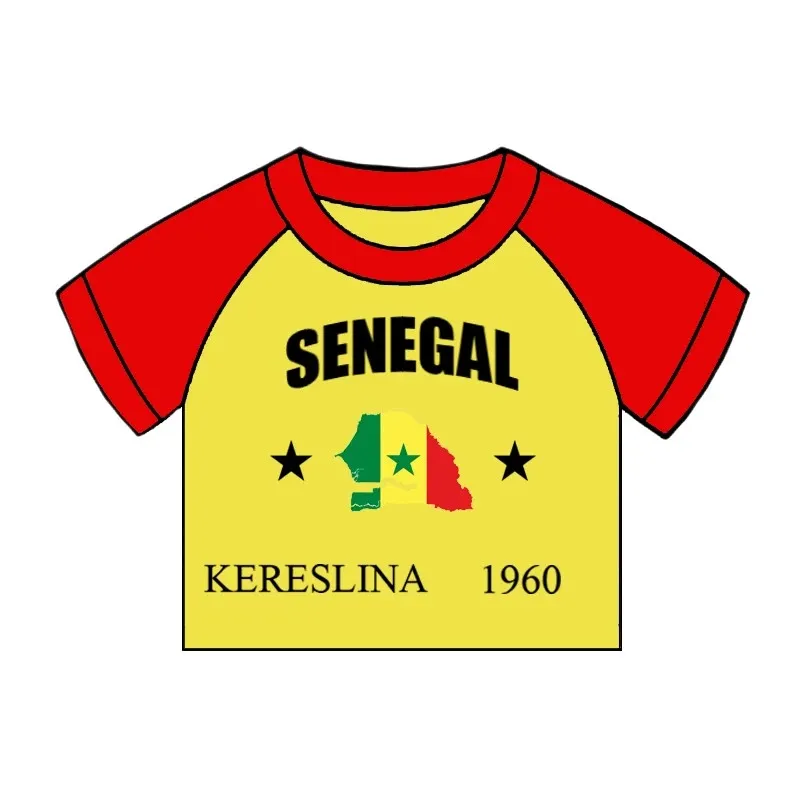 

2025 summer new European and American style contrasting GONGO flag print slim fit beach sports and leisure style T-shirt top