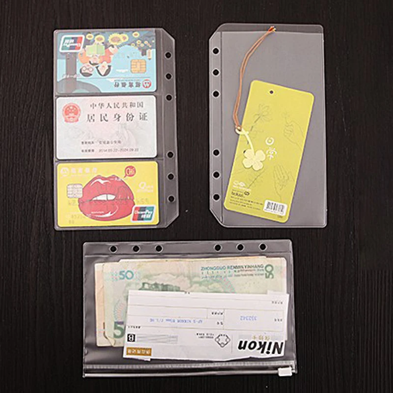 A5a6 Pvc Presentation Binder Folder Zipper Receive Bag Concise Planner\'s Spiral Filing Products Card Holder Bag