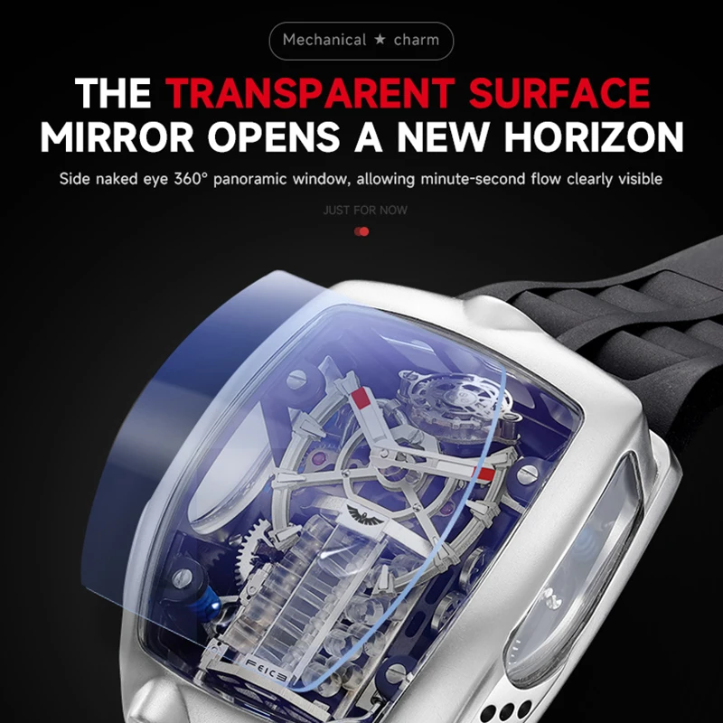 FEICE Racing Engine Concept Fashion Men's Watch Large Dial Fully Automatic Luxury Men's Watch Night Light Waterproof Watch FM666