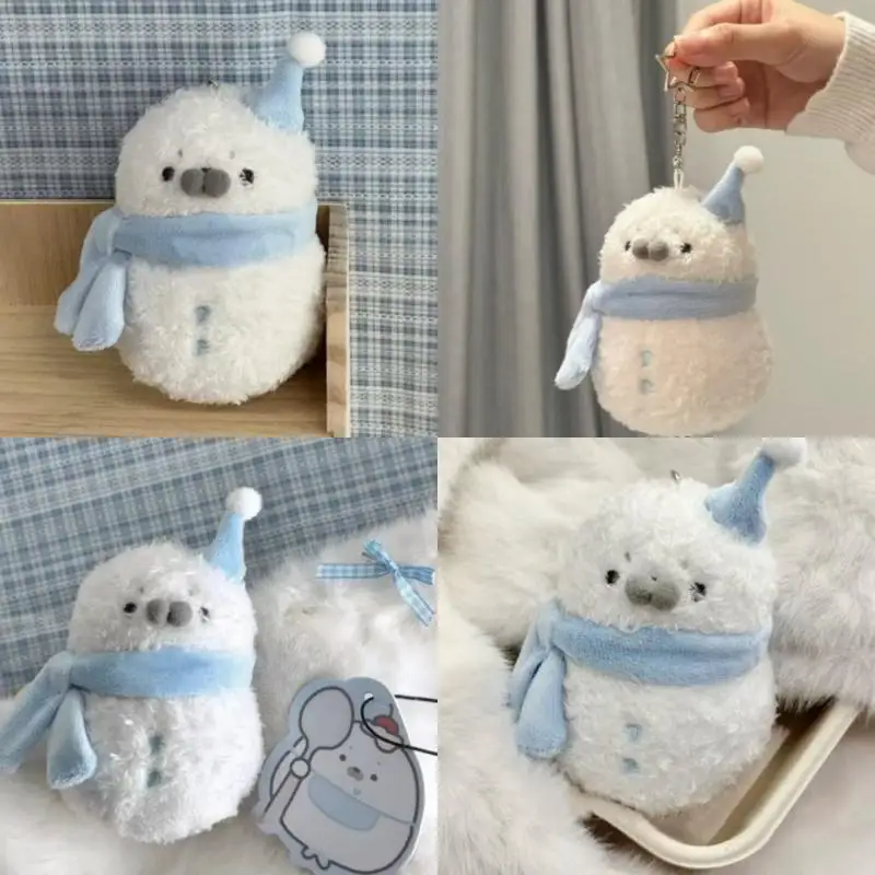พวงกุญแจตุ๊กตาซีลสโนว์แมนพร้อมผ้าพันคอ น่ารัก ของเล่นตุ๊กตาสัตว์ ของตกแต่งกระเป๋า ของสะสม ของขวัญ