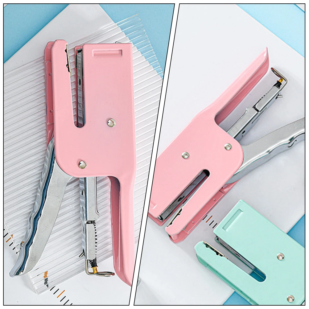 

Hand-held Stapler Daily Desk File Heavy Duty Book Pink Paper Office Supplies for Fir