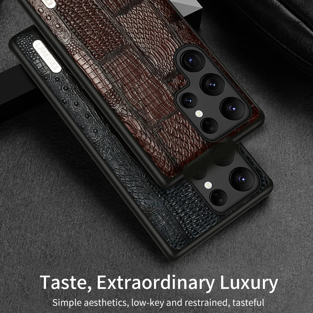 LANGSIDI Genuine Leather case For Samsung Galaxy s23 S22 ultra s21 plus note 20 ultra 10 plus s20 ultra s20fe a32 a52 a72 cover