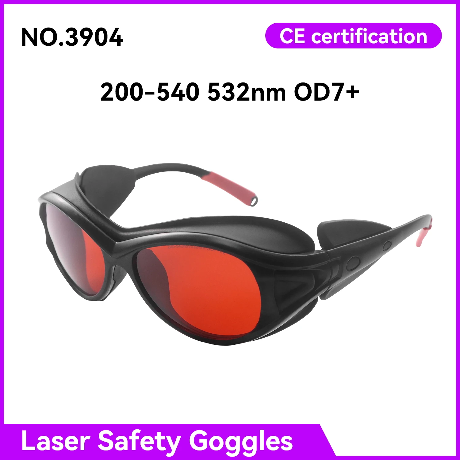 Laser Safety Goggle Model 3904 CE EN207 Registered 1550nmOD6+Oil-Resistant Rubber Edge Eye Protection for Laser Instrument Pre
