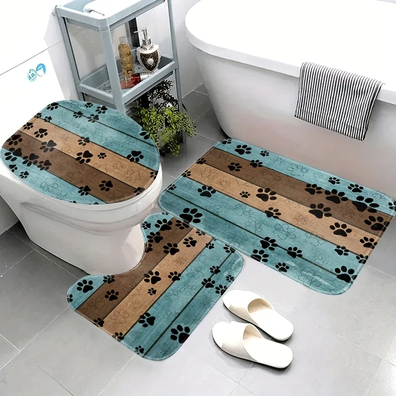 

Cute Paw Print Bath Mat Set for Bathroom Rugs Home Decor Dog Pet Shower Mat Accessories