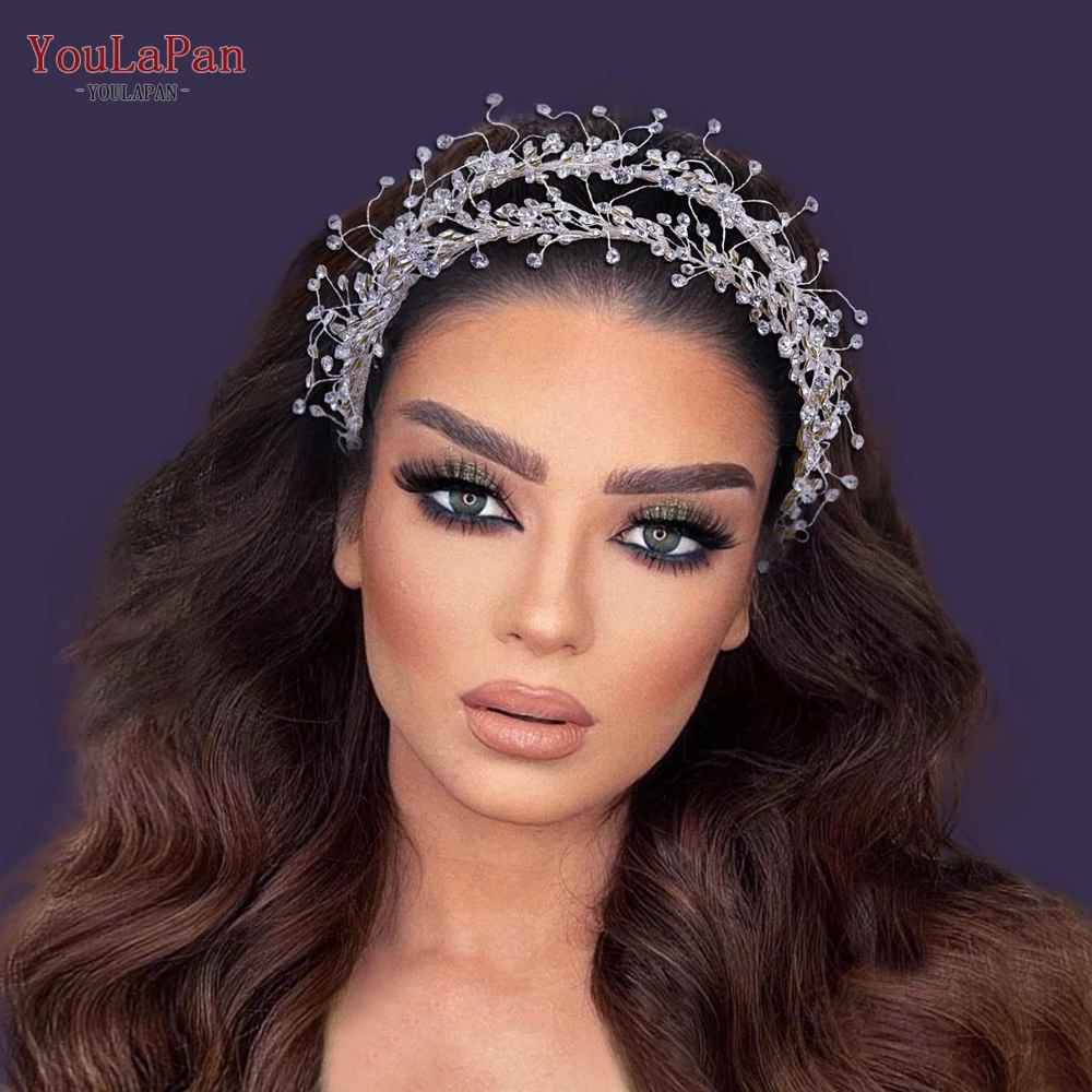 

YouLaPan HP463 Bridal Headband Crystal Tiara for Brides Headdress Rhinestone Pageant Wedding Hair Accessories Women Hairbands