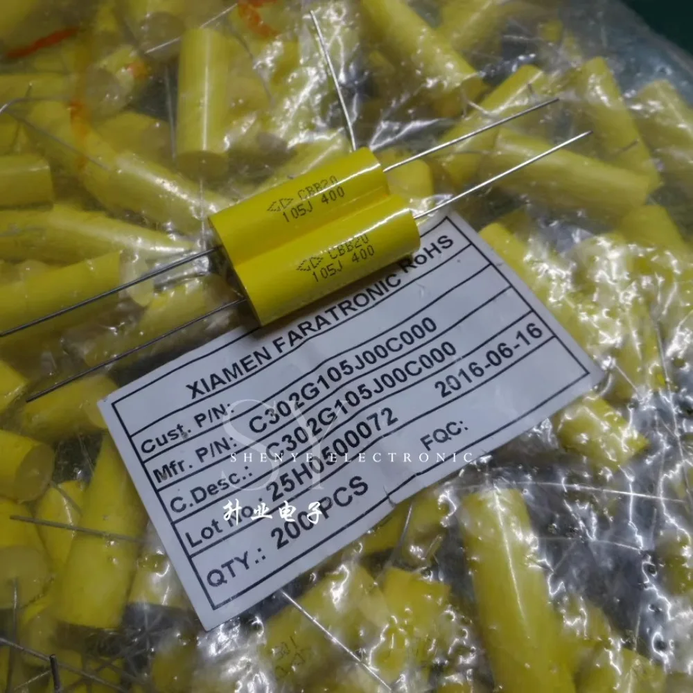 5 шт. CBB20 1,0 мкФ/400 В 1 мкФ 1u0 105 Совершенно новый осевой конденсатор с бесступенчатым разделением частоты