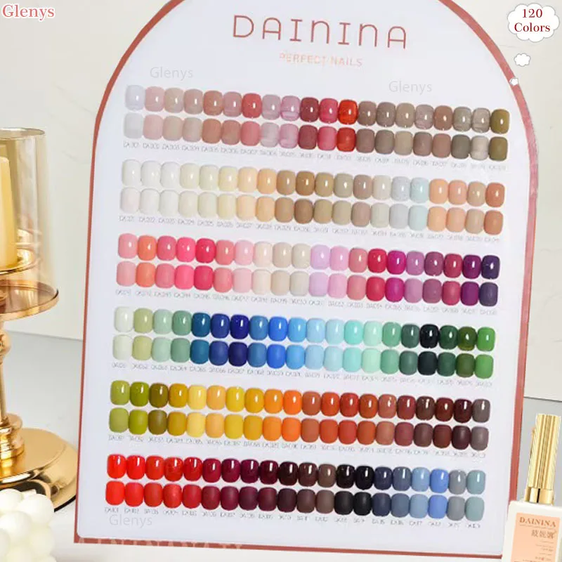 Glenys 120 قطعة * 15 مللي طلاء أظافر جل صافي أحمر شعبي متقدم غمر هلام بطاقة ألوان UV LED صالون أظافر طقم ورنيش فني