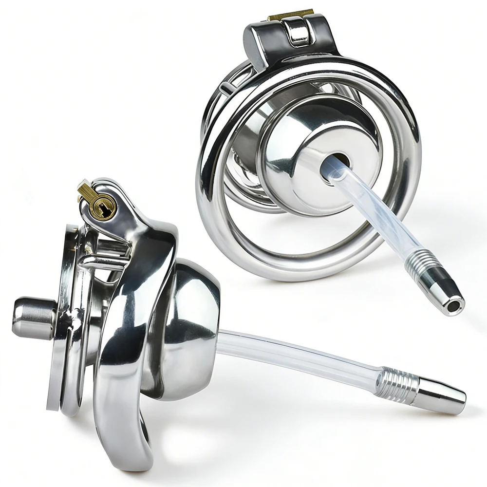 LEZEE Negative Restraint Cage Device Male Chastity Cage With PU Chastity Belt Silicone Urethral Plug Cockring Adult Toys For Men