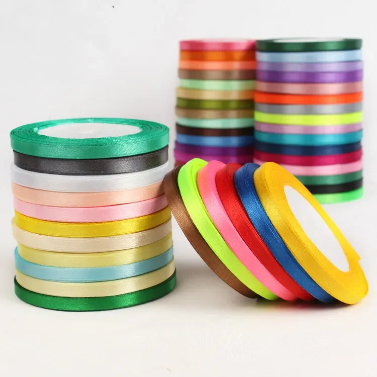 25yards/Roll 6mm Satin Ribbons for Wedding Birthday Party Gift Wrapping Christmas Halloween Festival Supplies DIY Crafts Ribbon