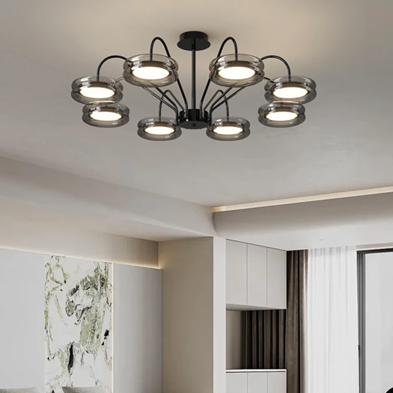 Modern Style Gorgeous 4 Heads LED Chandelier Nordic Ceiling Lamp For Living Room Bedroom Black Indoor Luxury Home Decoration