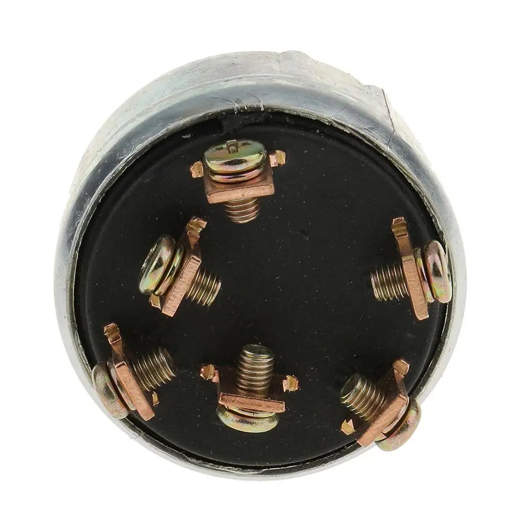 Ignition Switch Assembly Universal Metal Silver Key Lock 6 Terminals Electrical for Tuning Car Forklift Truck Bus