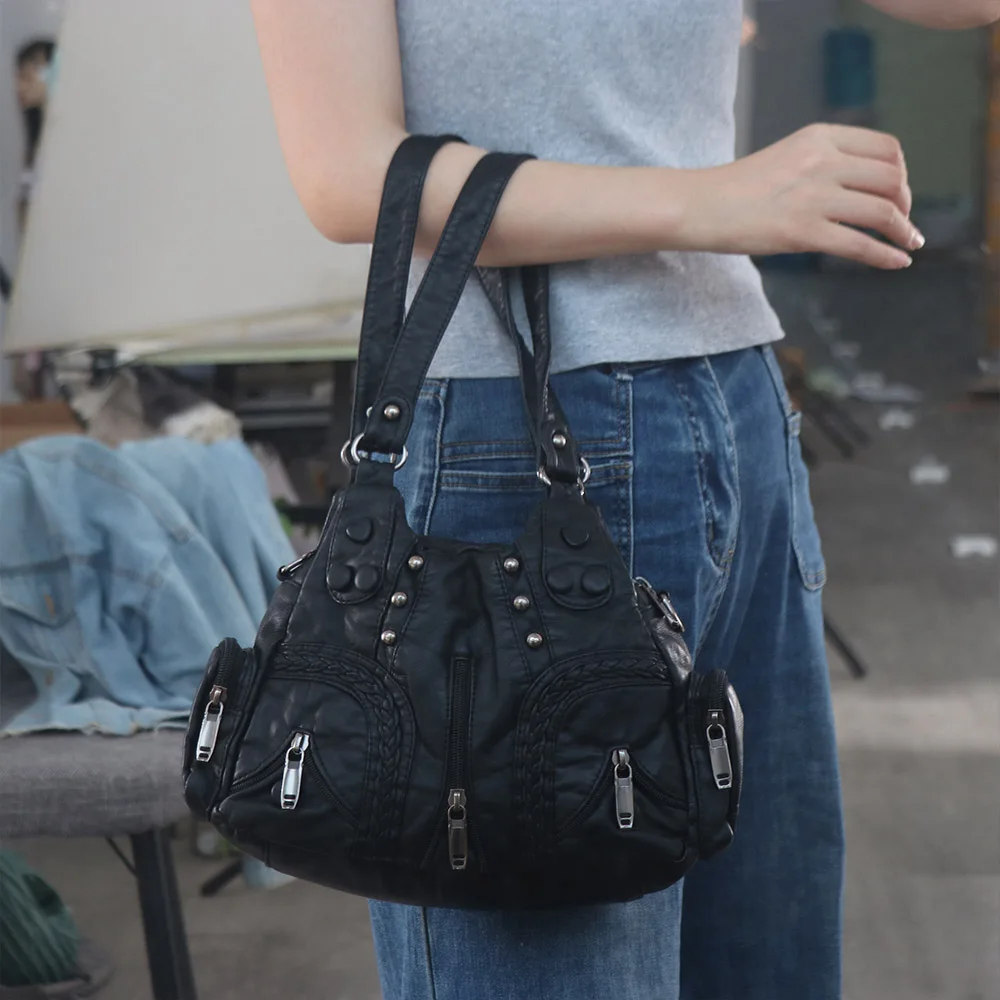 Torba na ramię ze skóry PU, duża pojemność, styl retro amerykański, torba pod pachę, styl francuski, jednolity kolor, uniwersalna torba typu saddle bag.