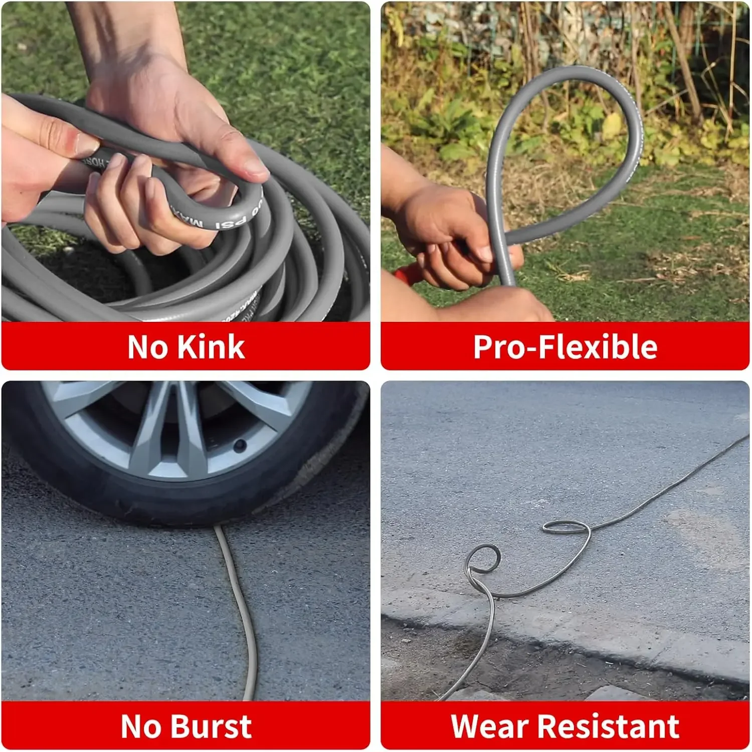 Washer Hose 150ft, 4200PSI 1/4 Inch Kink Resistant Power Washer Extension Hose, Flexible Heavy Duty Replacement Hose, Compatible