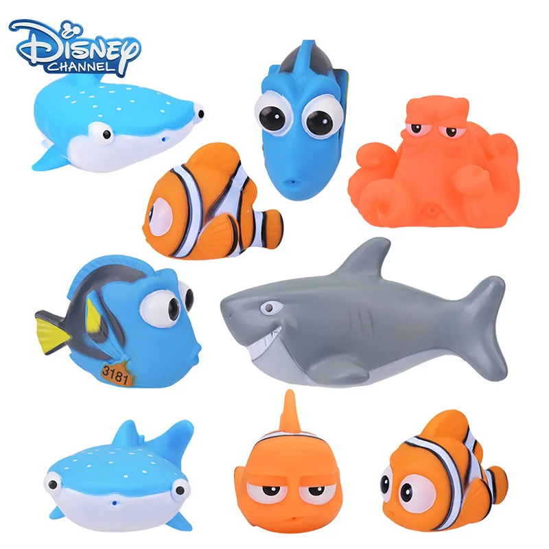 Juguetes de baño de goma suave para niños, juguetes flotantes de agua pulverizada, animales de juego, pez payaso, regalo para bebés, encontrar Nemo