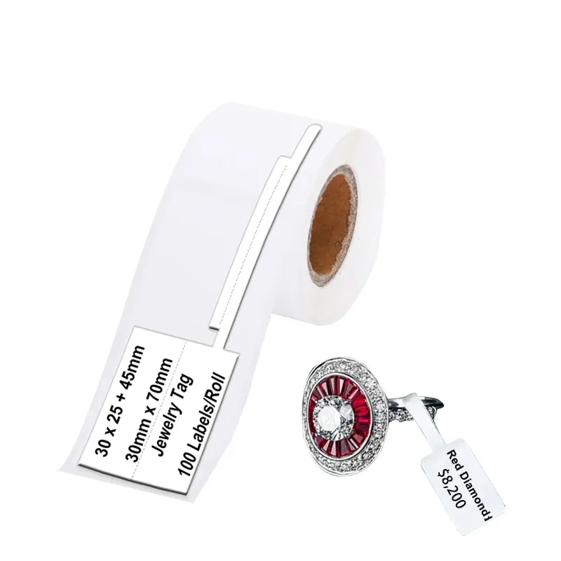 2 Rolls Thermal Small Roll Jewelry Label 50x20 50x15 Jewelry Price Tag Printable Blank Barcode Label Paper for Portable Printer