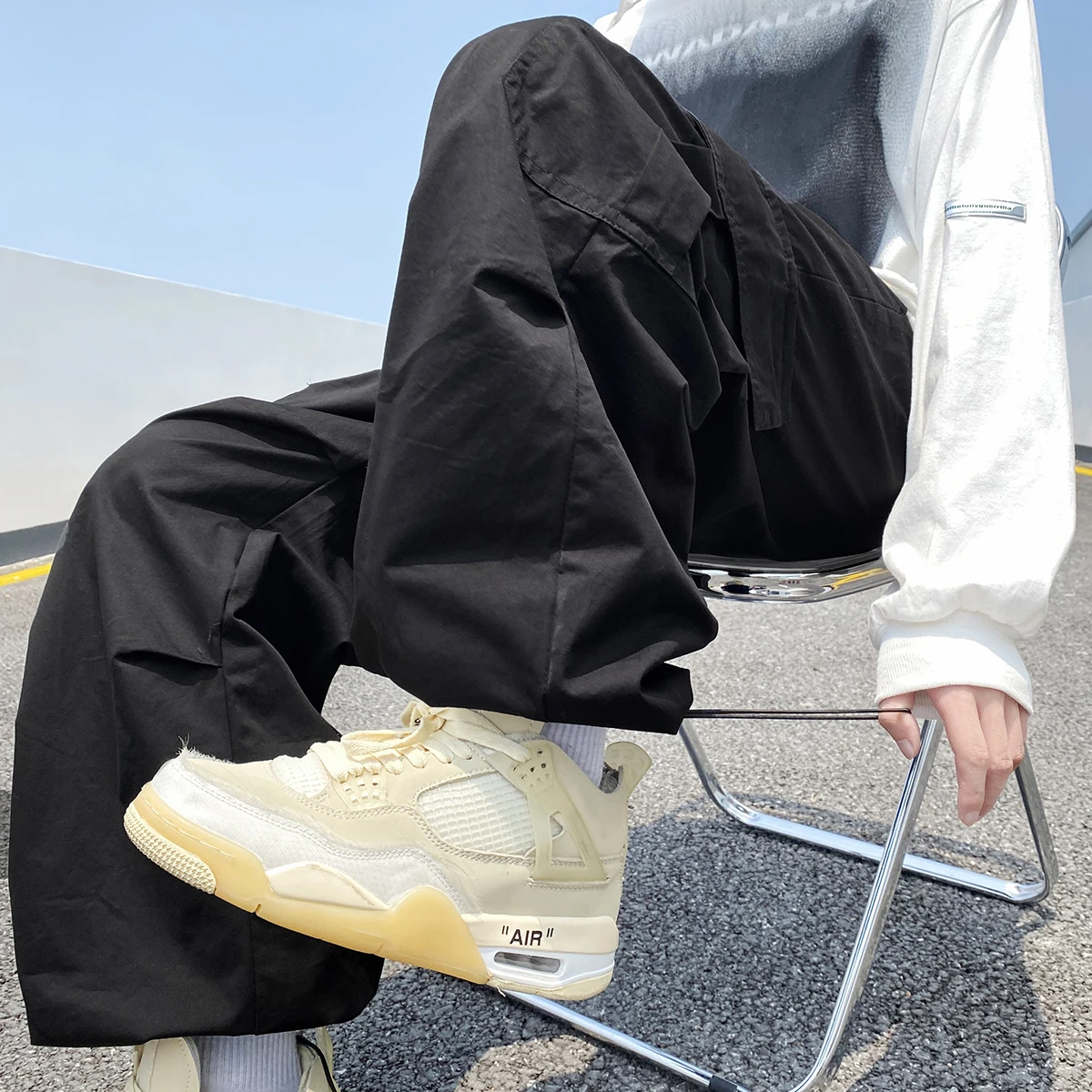 

Мужские свободные рабочие брюки для активного отдыха, осенние, быстросохнущие, карго, молодежные, однотонные, со средней посадкой, стандартного кроя