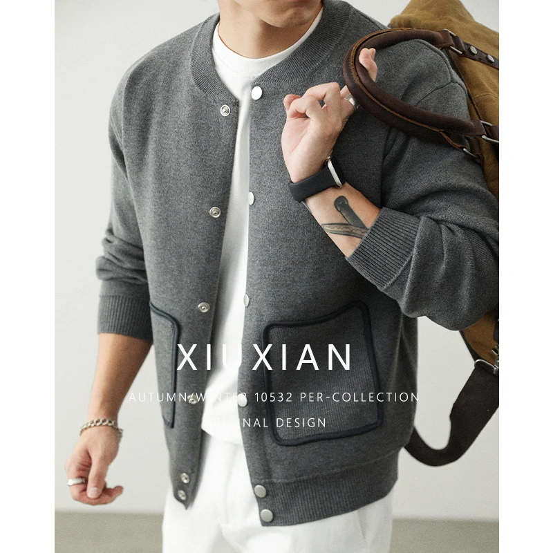 

2025 Autumn/Winter New Men's Knitted Cardigan Sweater Fashion Design Quality Fabric Warm Men's Wardrobe