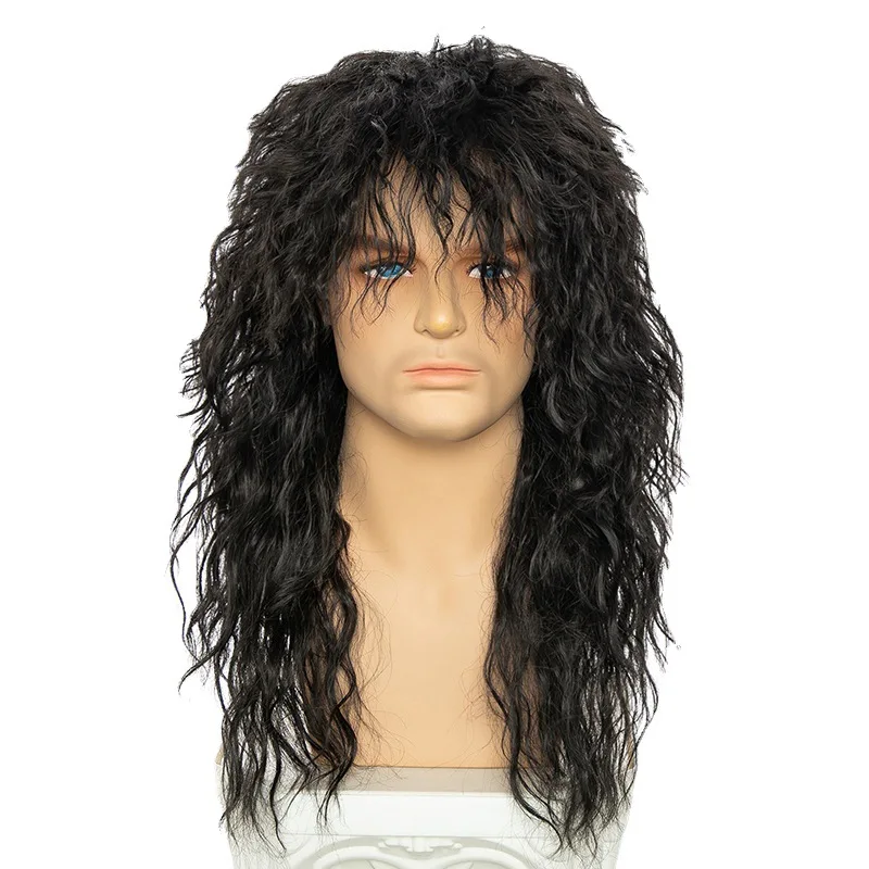 Masculino feminino 70s 80s rock punk peruca longo encaracolado cabelo sintético perucas de halloween trajes de animação perucas