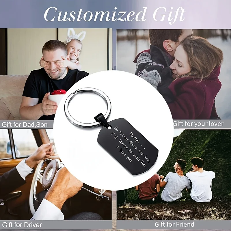 Custom Men\'s Keychain Valentine\'s Day Gift Personalized Friendship Lettering Stainless Steel Keyring Personalized Birthday Gift