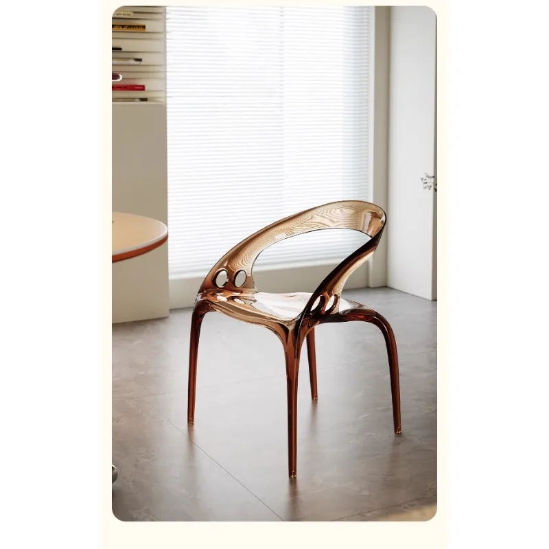 Acrylic Transparent Dining Chair Designer Style Light Luxury High-end Stackable Armrest Backrest Chair