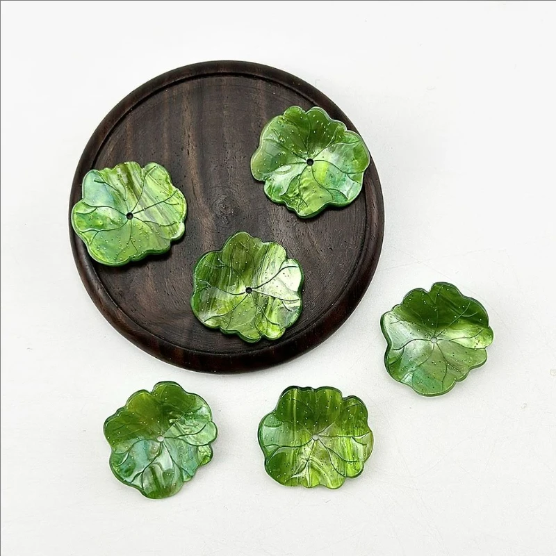 20 Pieces/Lot New Retro 3D Lotus Leaf Acetic Acid 26MM Beads Resin Charm Connectors for Diy Hair Earrings Jewelry Accessories