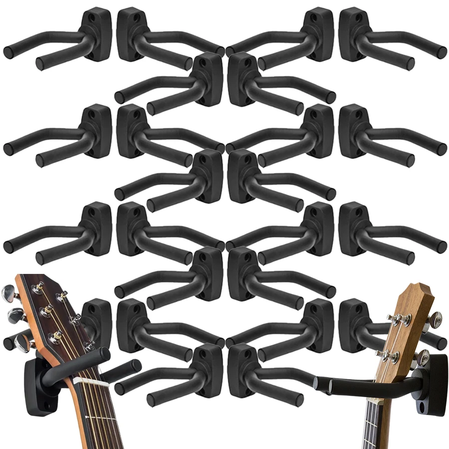 2/4 Stück verstellbarer, an der Wand montierter Gitarrenhalter aus Edelstahl mit rutschfestem Schwamm |   Einfach zu installierender, sicherer Aufhänger für Bass-Ukulele