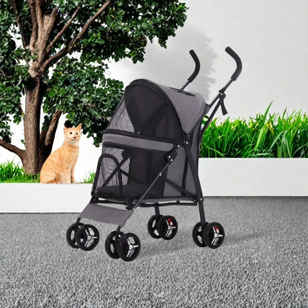 

Cat Puppy Outdoor Pet Stroller Dogs Go Out to Carry the cart Folding Light can be placed in the trunk washed 4 wheeled design