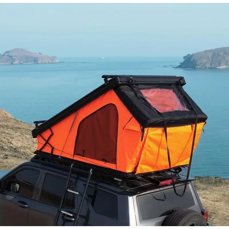 Ultra-thin Aluminum Hard Shell Four-Season Double Layer Roof Top Tent Oxford Fabric Waterproof Camping RTT Raised Tail