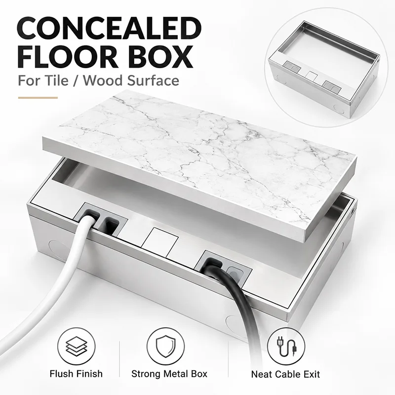 130x200mm Hidden Inlaid Floor Socket Flush Mount Power Outlet EU FR US Universal USB RJ45 TV HDMI Floor Box Black Silver Panel