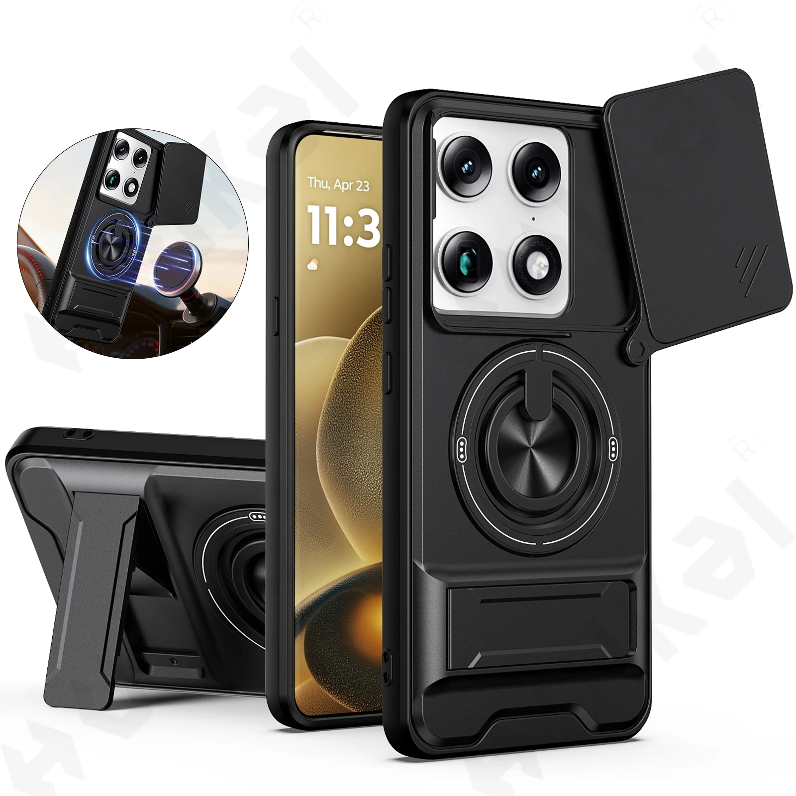 Case for Moto Signature 4G 5G 2026 Card Holder Slide Camera Ring Stand Armor Kickstand Cover