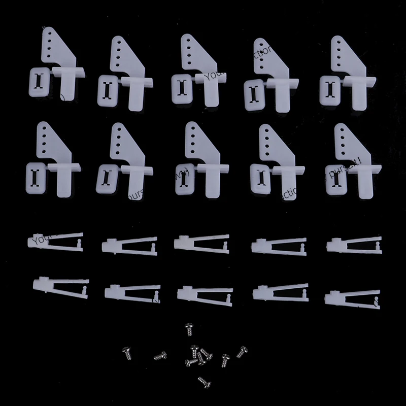10 Sets Medium Lock On Nylon Control Horn And Clevis 21mm Set Rudder Servo Ailerons Elevators For RC Fixed Wing Airplane